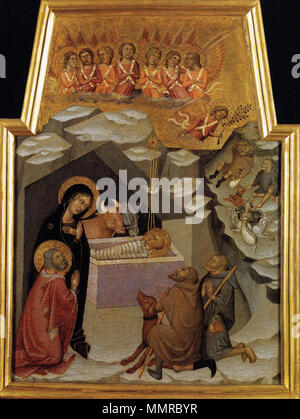 English: Nativity and The Adoration of the Shepherds . circa 1383. Bartolo di Fredi - Nativity and Adoration of the Shepherds - WGA01326 Stock Photo