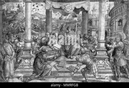 Romulus Gives Laws to the Roman People. 1524. Bernard van Orley - Romulus Gives Laws to the Roman People - WGA16696 Stock Photo
