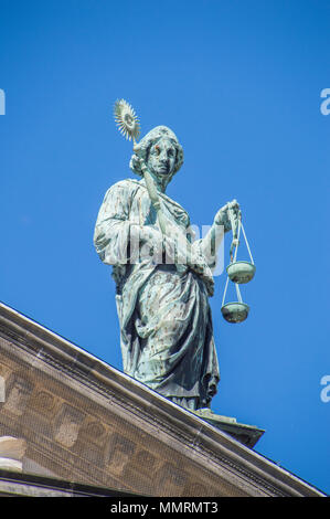 Statue On The Roof Of The Palace At The Dam Amsterdam The Netherlands Stock Photo