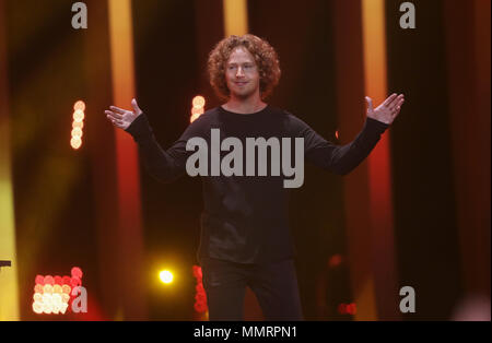 Portugal, Lisbon. 12th May 2018. Germany's Michael Schulte appears on stage at the finals of the 63rd Eurovision Song Contest. Photo: Jörg Carstensen/dpa Credit: dpa picture alliance/Alamy Live News Stock Photo