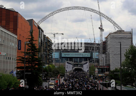 London, UK. 13th May, 2018. Fans walk up Wembley Way as they arrive at Wembley for the match. Premier League match, Tottenham Hotspur v Leicester City Wembley Stadium in London on Sunday 13th May 2018.  this image may only be used for Editorial purposes. Editorial use only, license required for commercial use. No use in betting, games or a single club/league/player publications . pic by Steffan Bowen/Andrew Orchard sports photography/Alamy Live news