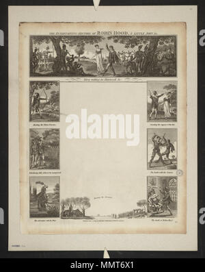 . Writing blank of 1809 entitled The entertaining history of Robin Hood, & Little John, & c.; Merry making in Shirewood & c.; Shooting the fifteen foresters; Granting the request of the fair; Introducing little John to his merrymen all; Battle with the tanner; Adventure with the friar; Death of Robin Hood; Burning the nunnery; Harding B 44(41)  Entertaining history of Robin Hood, & Little John, & c.: Robin Hood, & Little John, & c.. 24 June 1809. Robert Laurie and James Whittle [author] Bodleian Libraries, Entertaining history of Robin Hood, &amp; Little John, &amp; c.- Robin Hood, &amp; Littl Stock Photo