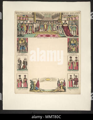 . Writing blank of 1831 entitled King William the 4th & Queen Adelaide's coronation, at Westminster Abbey, Septr. 8th 1831; Has 'Cruikshank' written on verso; King William the 4th; Queen Adelaide; Archbishop. Lord Chancellor; Duke. Marquis; Earl. Viscount; Baron. King's yeoman; King William the 4th & Queen Adelaide's coronation, at Westminster Abbey, Septr. 8th 1831  King William the 4th & Queen Adelaide's coronation, at Westminster Abbey, Septr. 8th 1831. 1831. Bodleian Libraries, King William the 4th &amp; Queen Adelaide's coronation, at Westminster Abbey, Septr. 8th 1831 Stock Photo