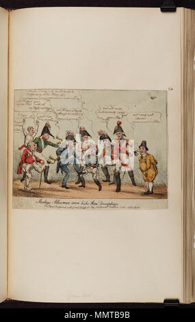 . Satire on the Battle of Waterloo. (British political cartoon ...