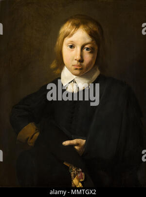 Portrait of a boy. 1654. Jan de Bray - Portrait of a Six-year-old Boy Stock Photo