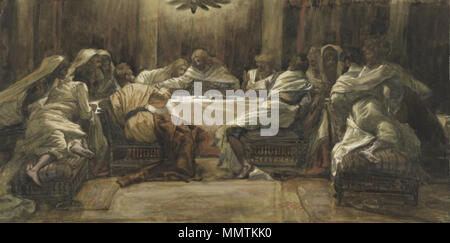 Brooklyn Museum - The Last Supper Judas Dipping his Hand in the Dish (La Céne. Judas met la main dans le plat) - James Tissot (cropped) Stock Photo