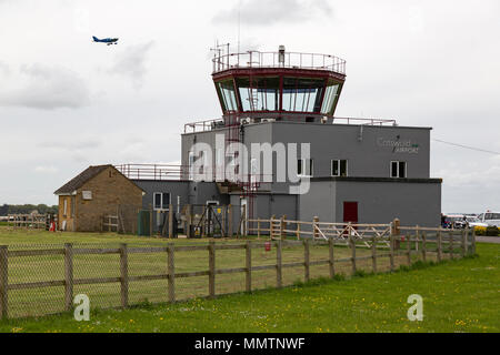 The control tower at Cotswold Kemble Airport in Gloucestershire, England. Stock Photo