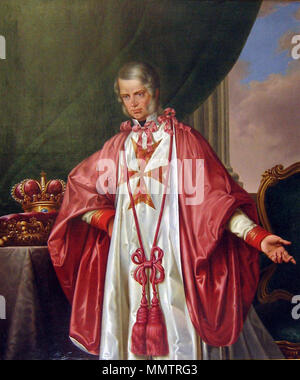 Portrait of Leopold II, Grand Duke of Tuscany, with the insignia of the Order of Saint Stephen (1797-1870). circa 1840. Grand Duke Leopold II of Tuscany with the insignia of the Order of Saint Stephen Stock Photo