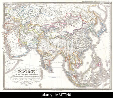 1844, Spruneri Map of Asia in the 15th and 16th Centuries, Ming China ...