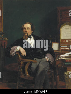 Charles Dickens in his Study. 1859. Charles Dickens by Frith 1859 (2) Stock Photo