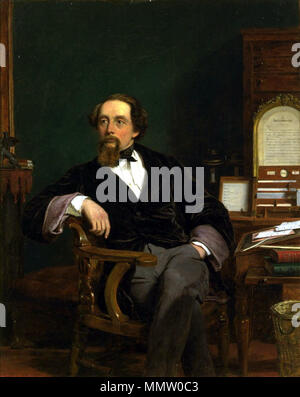 Charles Dickens in his Study. 1859. Charles Dickens by Frith 1859 Stock Photo