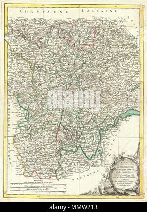 1771 Bonne Map of Burgundy, Franche-Comté, and Lyonnais, France - Geographicus - Bourgogne-bonne-1771 Stock Photo