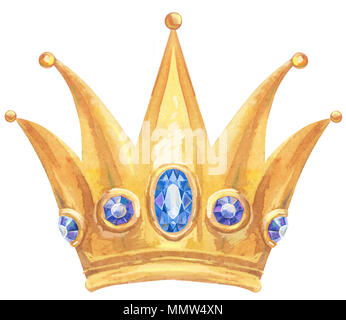 Watercolor golden crown Princess Stock Photo