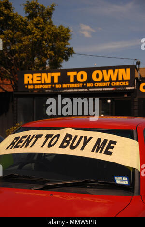 rent to own car rental office sign in southern australia Stock