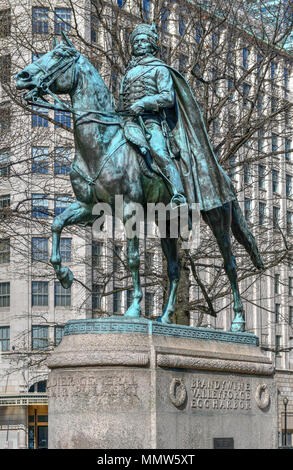 Pulaski Statue at Freedom Plaza in Washington, D.C. Stock Photo