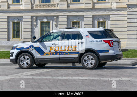 Washington, DC - April 8, 2018: United States Capitol Police car in Washington, DC, in front on Capitol Hill. Stock Photo