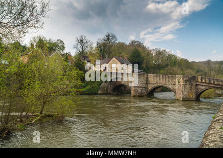 Dinham Bridge built in 1823 spanning the river Teme in Ludlow Shropshire UK. April 2018. Stock Photo