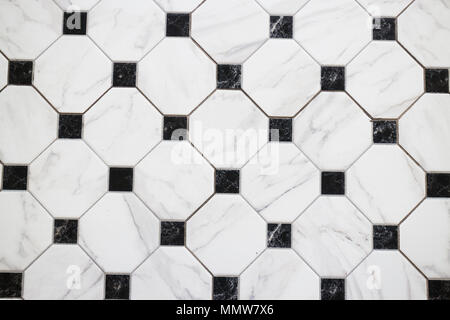 Black and white checkered marble floor, stock photo Stock Photo
