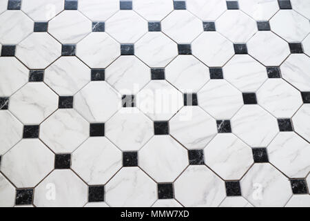 Black and white checkered marble floor, stock photo Stock Photo