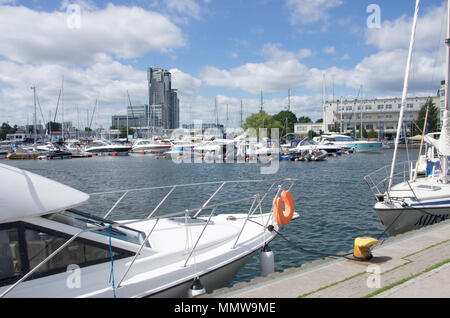 Gdynia, Poland - June 2017: Yacht port and Sea Towers in Gdynia. Stock Photo
