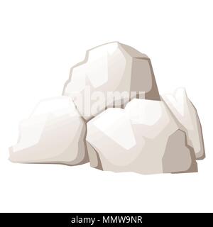 Group of stones. Flat cartoon style. The elements of nature and landscape. Mountain concept. Vector illustration isolated on white background. Stock Vector