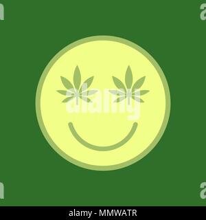 Marijuana smiley Face. Cannabis smile. Smiling face made of weed leaves. Drug consumption, marijuana use. Marijuana Legalization. Medical cannabis. He Stock Vector