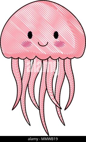 cute jellyfish icon over white background, colorful design. vector illustration Stock Vector