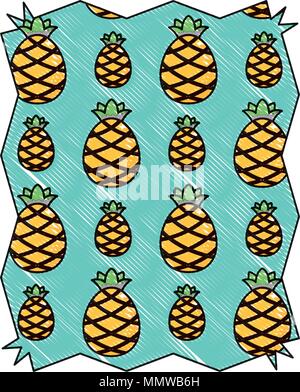 abstract frame with pineapples pattern over white background, vector illustration Stock Vector