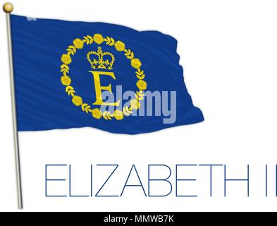 Elizabeth II official flag, United kingdom Stock Vector