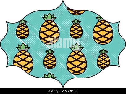 arabic frame with pineapples pattern over white background, vector illustration Stock Vector