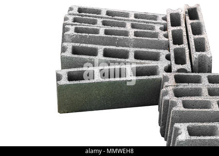 Brick raw isolated on background.Closed up. Stock Photo