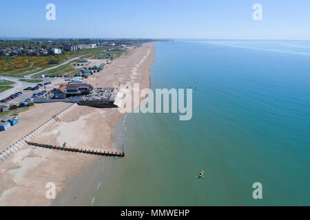 aerial views along the coast of hayling island in hampshire by drone Stock Photo