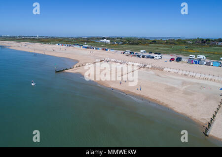 aerial views along the coast of hayling island in hampshire by drone Stock Photo