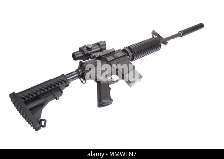 m4 carbine with silencer isolated on a white background Stock Photo