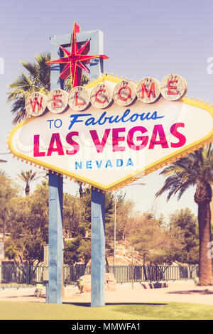 Historic Welcome to Fabulous Las Vegas Nevada sign along the Vegas Strip Stock Photo