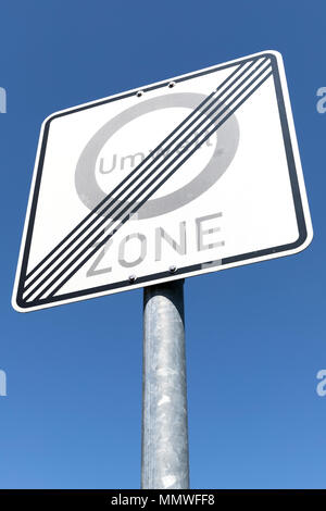 German road sign: end of a low-emission zone Stock Photo