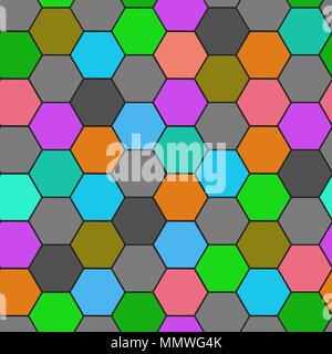 Hexagon grid seamless vector background. Stylized polygons six