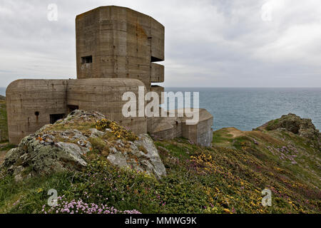 WW2 German naval range-finding observation tower MP4 L'Angle on Guernsey Stock Photo