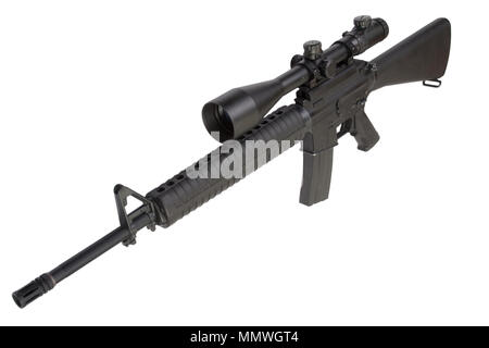 m16 rifle with telescopic sight isolated on a white background Stock Photo