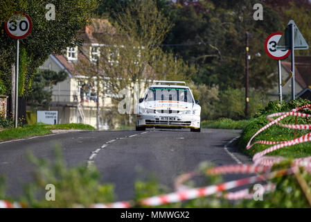 Chris West driver Keith Hounslow co driver racing Peugeot 306 Maxi in the closed public road Corbeau Seats car Rally Tendring and Clacton, Essex, UK Stock Photo