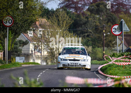 Chris West driver Keith Hounslow co driver racing Peugeot 306 Maxi in the closed public road Corbeau Seats car Rally Tendring and Clacton, Essex, UK Stock Photo