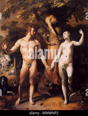 The Fall of Man.. 1592. Cornelis Cornelisz. van Haarlem - The Fall of Man - WGA05250 Stock Photo