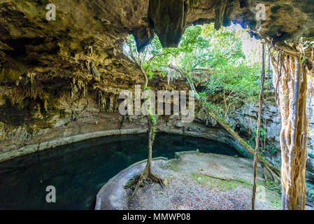 Cenote Suytun at Valladolid, Yucatan - Mexico Stock Photo