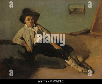 A27817.jpg Jean-Baptiste-Camille Corot, Italian Peasant Boy, French, 1796 - 1875, 1825/1827, oil on paper on canvas, Chester Dale Collection Jean-Baptiste Camille Corot - Italien garçon paysan Stock Photo