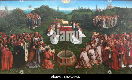 The Adoration of the Lamb.. 1558. Coxcie Anbetung des Lammes nach Jan van Eyck Stock Photo