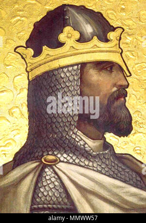 . English: 19th-century depiction of King Afonso I of Portugal, on the ceiling of the Kings' Room, Quinta da Regaleira, Sintra, Portugal. Português: Representação do século XIX de D. Afonso Henriques, no tecto da Sala dos Reis, Quinta da Regaleira, Sintra, Portugal. D. Afonso Henriques (Quinta da Regaleira) Stock Photo