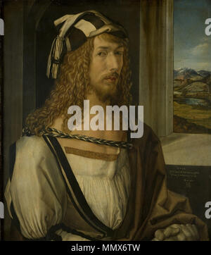 Albrecht Durer, Self-Portrait 1498 Oil On Panel. Museo Del Prado ...