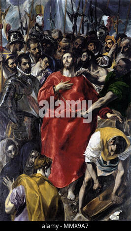 .  Español: El lienzo representa a Jesucristo en el momento en que fue despojado de sus vestiduras, y es considerado una de las obras más destacadas de El Greco. English: The Disrobing of Christ (El Espolio)  El Expolio. between 1577 and 1579. El Greco - El Espolio Stock Photo