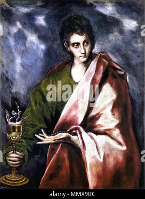.  Español: La obra representa a San Juan Evangelista.  Saint John the Evangelist. circa 1605. El Greco - St John the Evangelist - WGA10511 Stock Photo