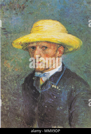 .  English: A portrait of Vincent van Gogh's brother, the art dealer Theo van Gogh, painted in Paris in 1887. The portrait was long thought to be a Vincent van Gogh self-portrait, but in June 2011 following a reassessment by the Van Gogh Museum's head researcher Louis van Tilborgh it was said to be of Theo van Gogh: see Museum uncovers Van Gogh painting of his brother. The Daily Telegraph (21 June 2011); Vincent van Gogh self-portrait revealed as his brother. BBC News (22 June 2011).  Portrait of Theo van Gogh. March 1887 or April 1887.. Vincent van Gogh, Portrait of Theo van Gogh (1887) - 02 Stock Photo